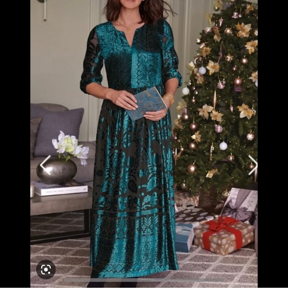 NWT Soft Surroundings Velvet Dimora Dress - Picture 2 of 10